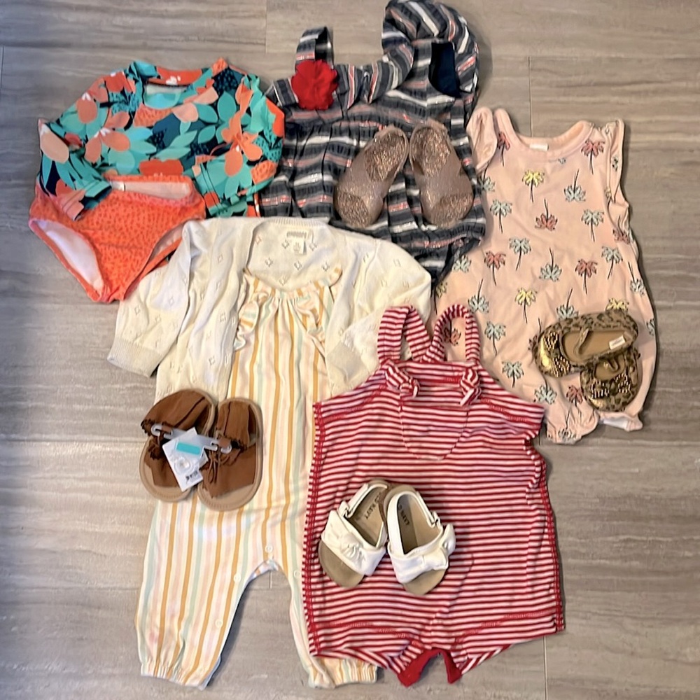 Baby Girl Swim Set, Outfits & Shoes Bundle